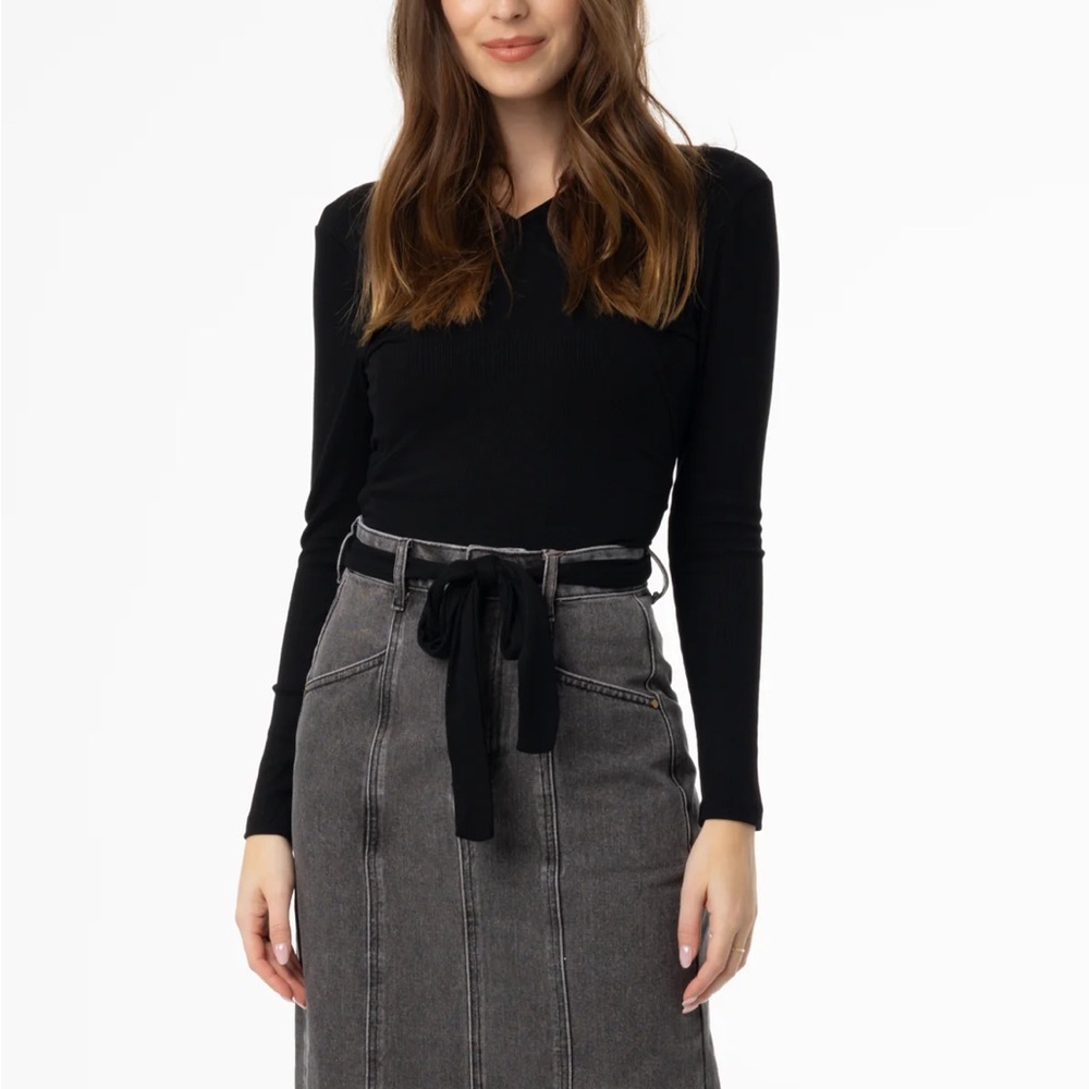 Blank NYC Black Long Sleeve wrap Top